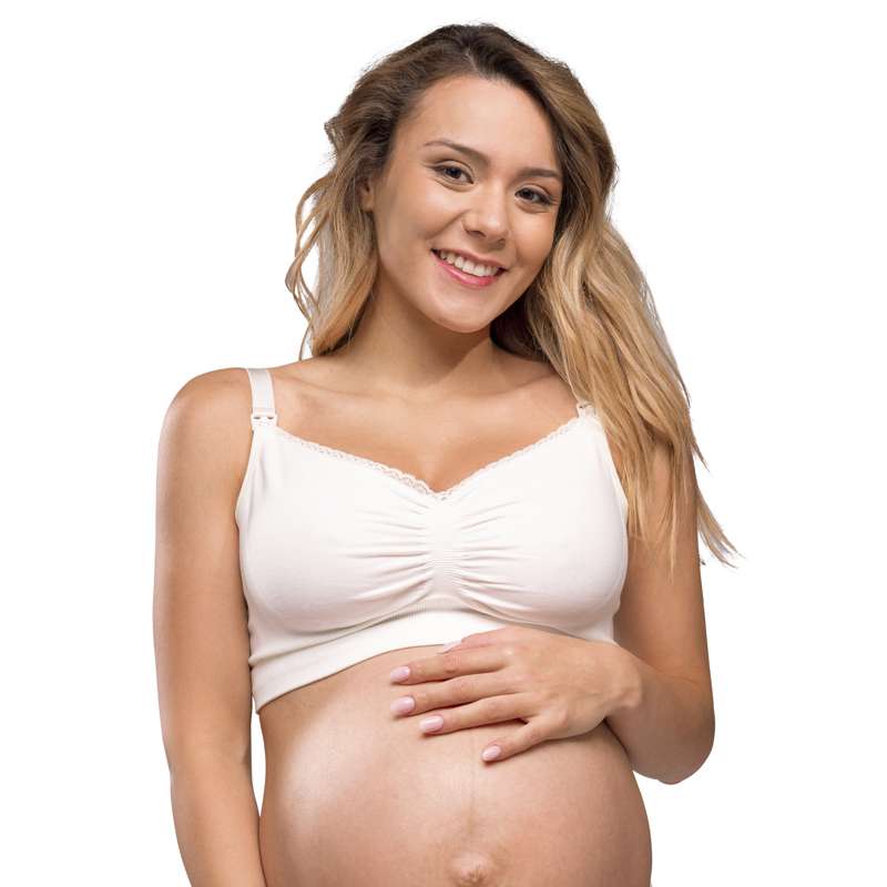 Carriwell Nueva Mamá - Sujetador de lactancia orgánico sin costuras (Blanco)