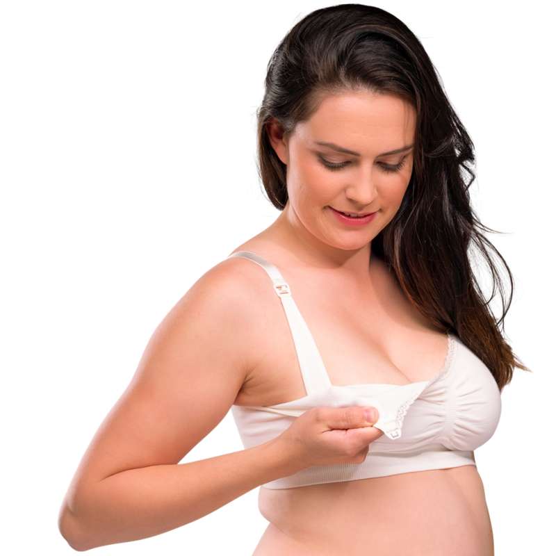 Carriwell Nueva Mamá - Sujetador de lactancia orgánico sin costuras (Blanco)