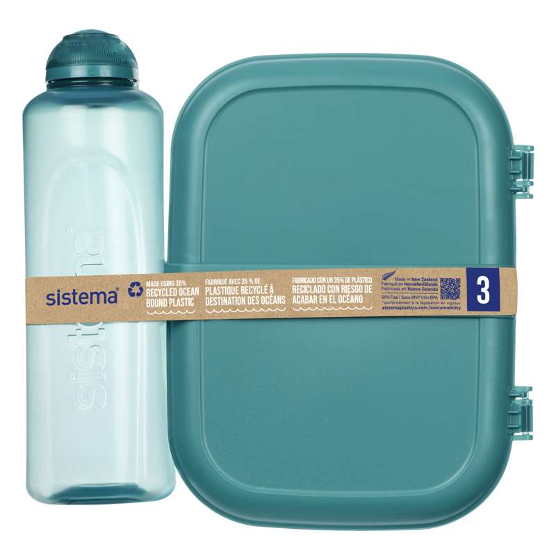 Sistema Ocean Bound Madkasse y Drikkedunk - Ribbon Lunch To Go - 1.1L - Teal Stone