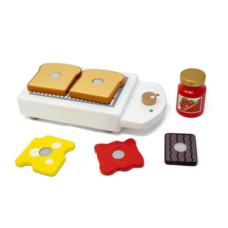 MaMaMeMo juguetes de comida de madera - Set de tostadora